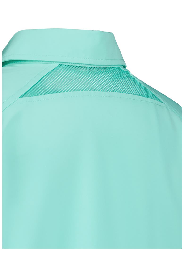 Kids' UA Drift Tide Fish Short Sleeve Performance Button-Up Shirt, Alternate, color, NEO TURQUOISE