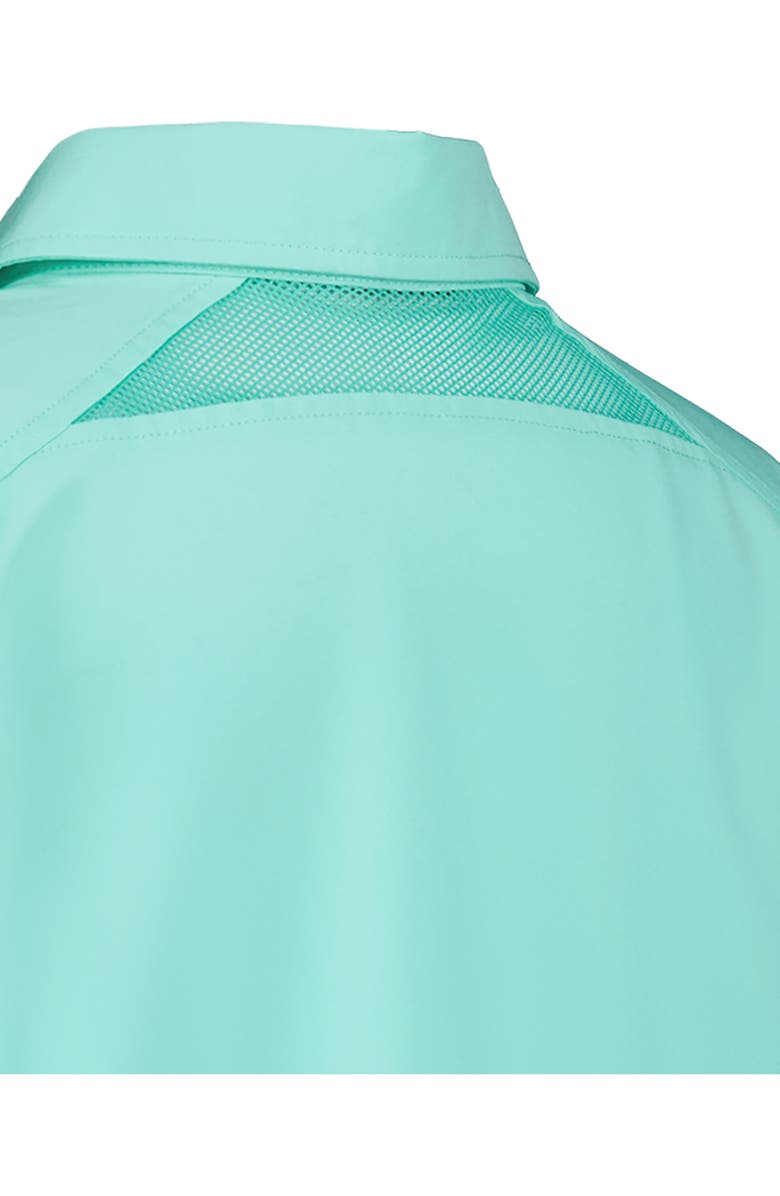 Under Armour Kids' UA Drift Tide Fish Short Sleeve Performance Button-Up Shirt, Alternate, color, Neo Turquoise