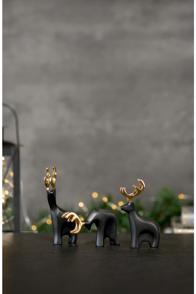 Prancer Set of 3 Reindeer Figurines, Alternate, color, BLACK