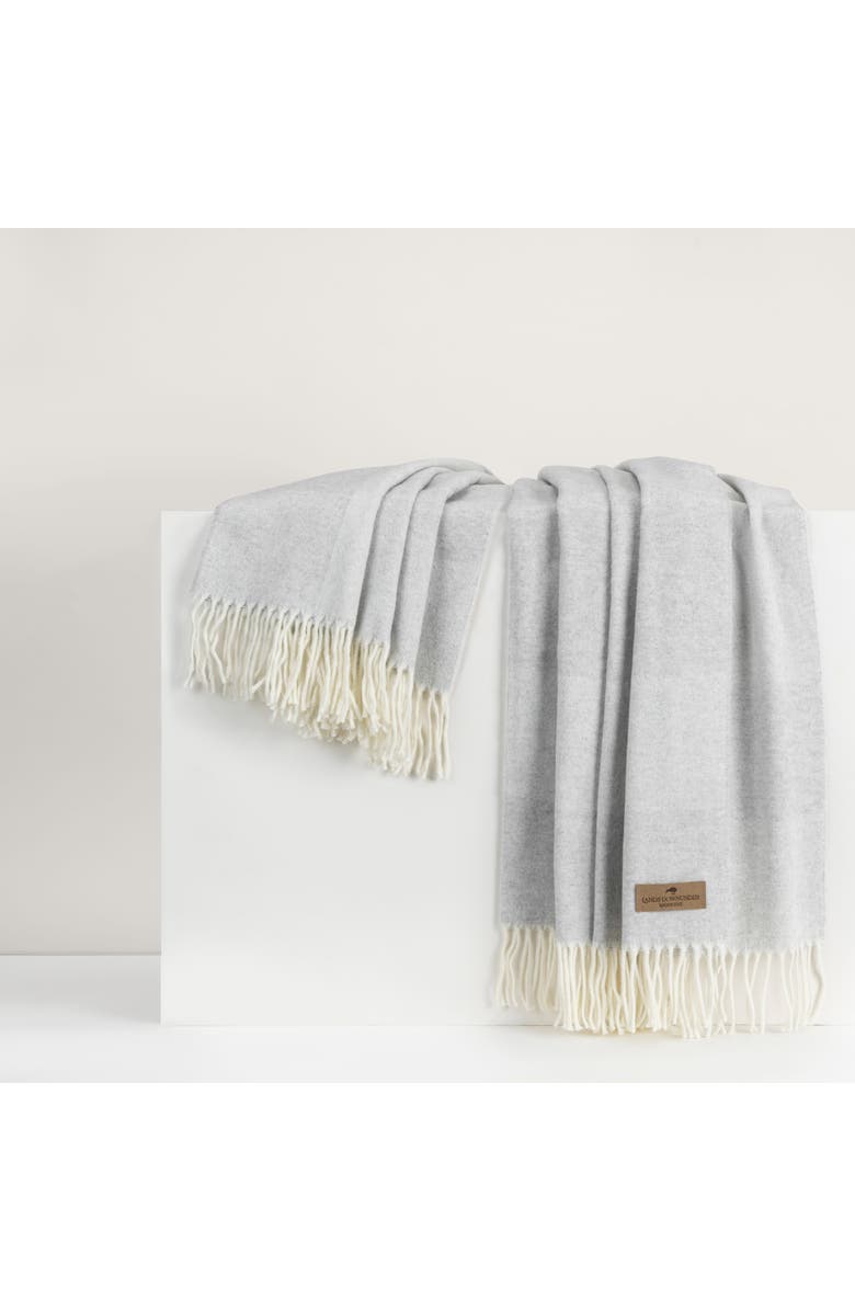 Lands Downunder Hampton Plaid Herringbone Throw, Main, color, Silver