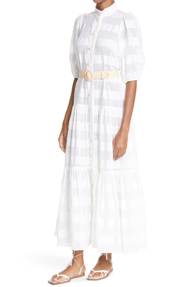 Rosa Stripe Cotton & Silk Shirtdress, Alternate, color, IVORY