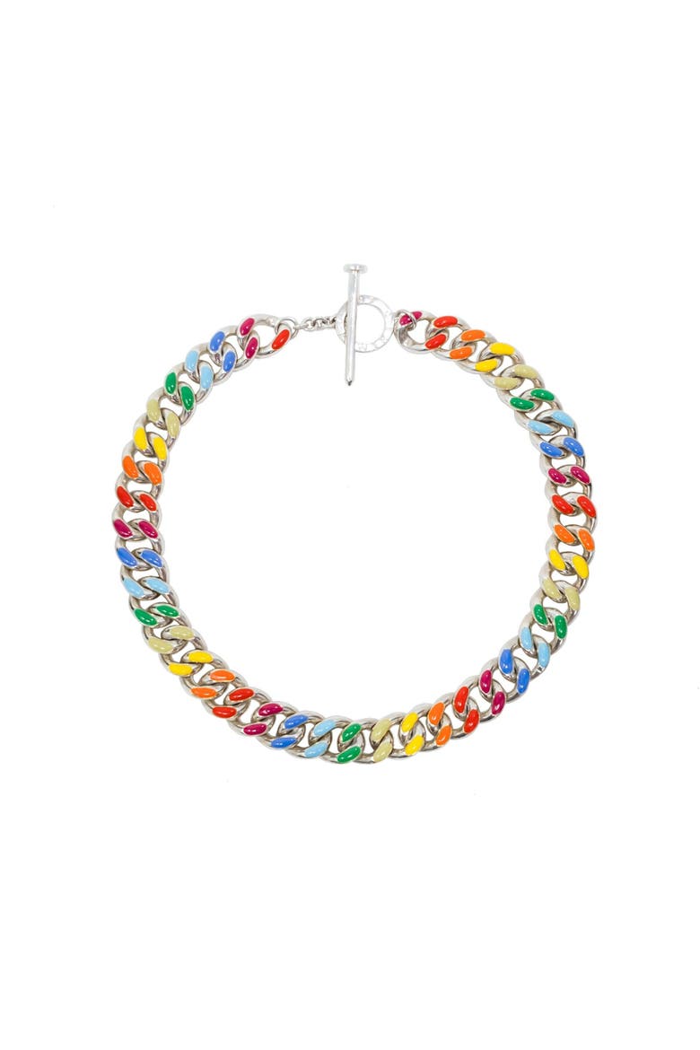 Rainbow Chunky Chain Collar Necklace, Main, color, Rainbow