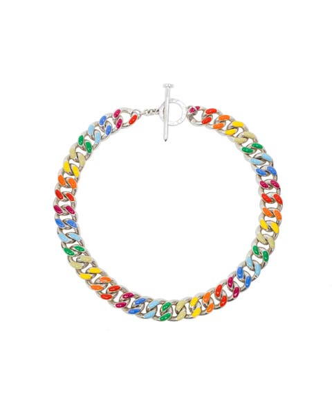 Rainbow Chunky Chain Collar Necklace