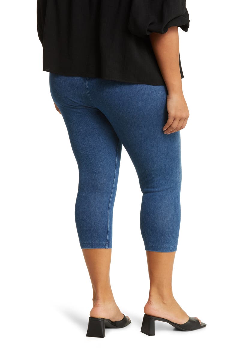'Lyssentials Denim Capri Leggings, Alternate, color, MIDWASH