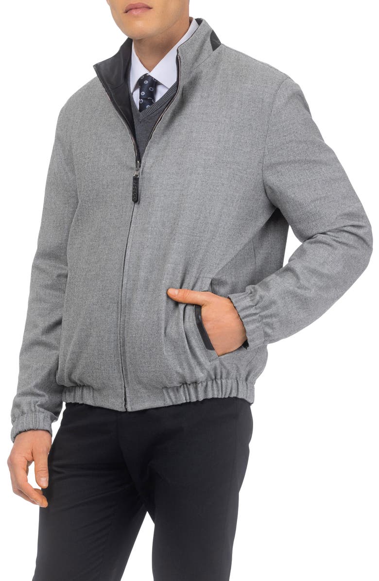 GORSKI Men's Light Genuine Nappa Leather Jacket Reversible To Cashmere & Wool Crafted From Loro Piana, Alternate, color, Black/Gray