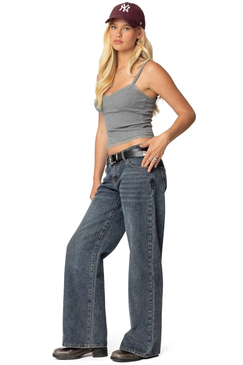 Mireille Lace Trim Camisole, Alternate, color, GRAY