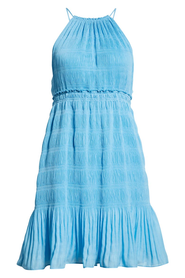 Pleated Voile Dress, Alternate, color, CERULEAN