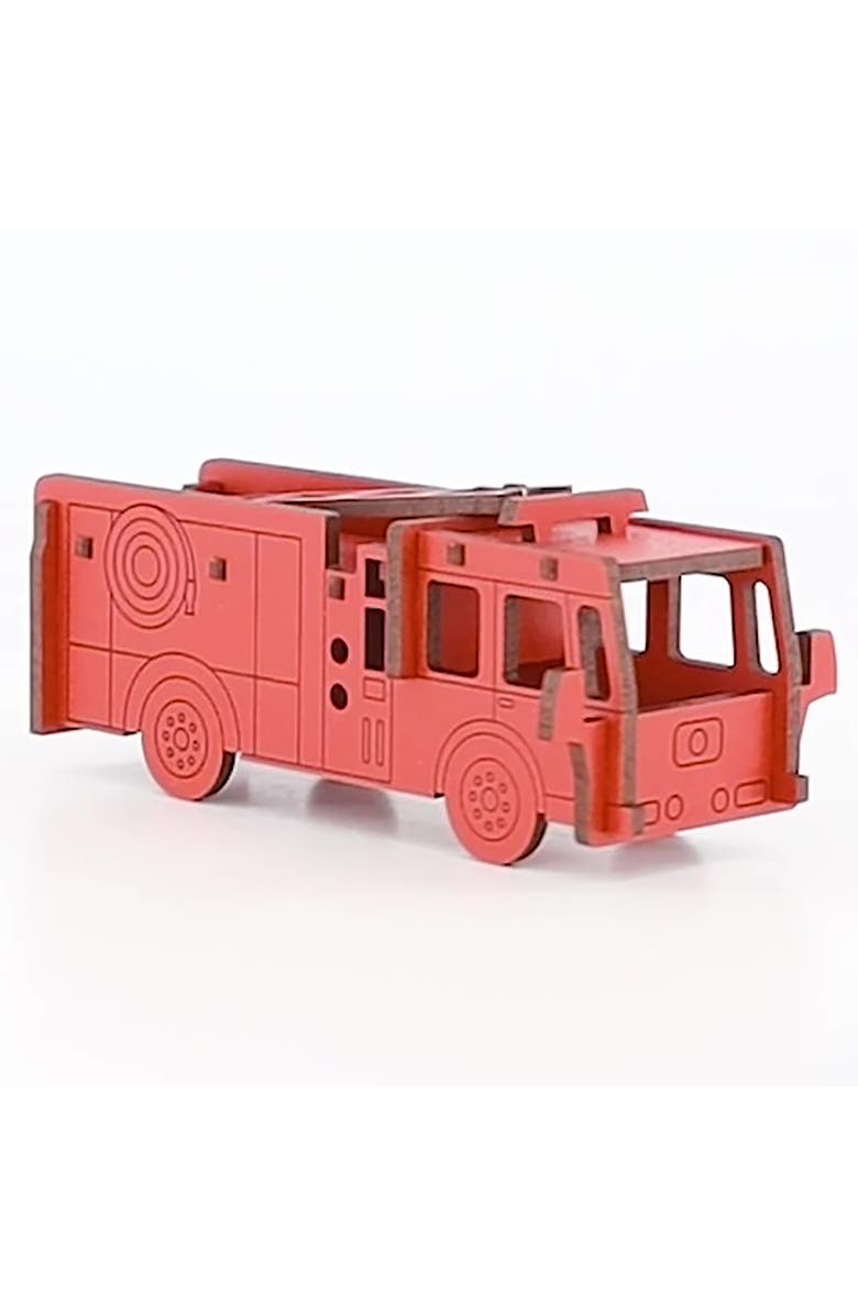 Little 
Wood Woodlet, Medium Fire Engine, 3D Wooden Kitset, Ages 6+, Alternate, color, Red