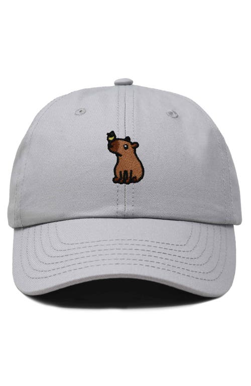 Dalix Capybara Embroidered Everyday Hat In Gray