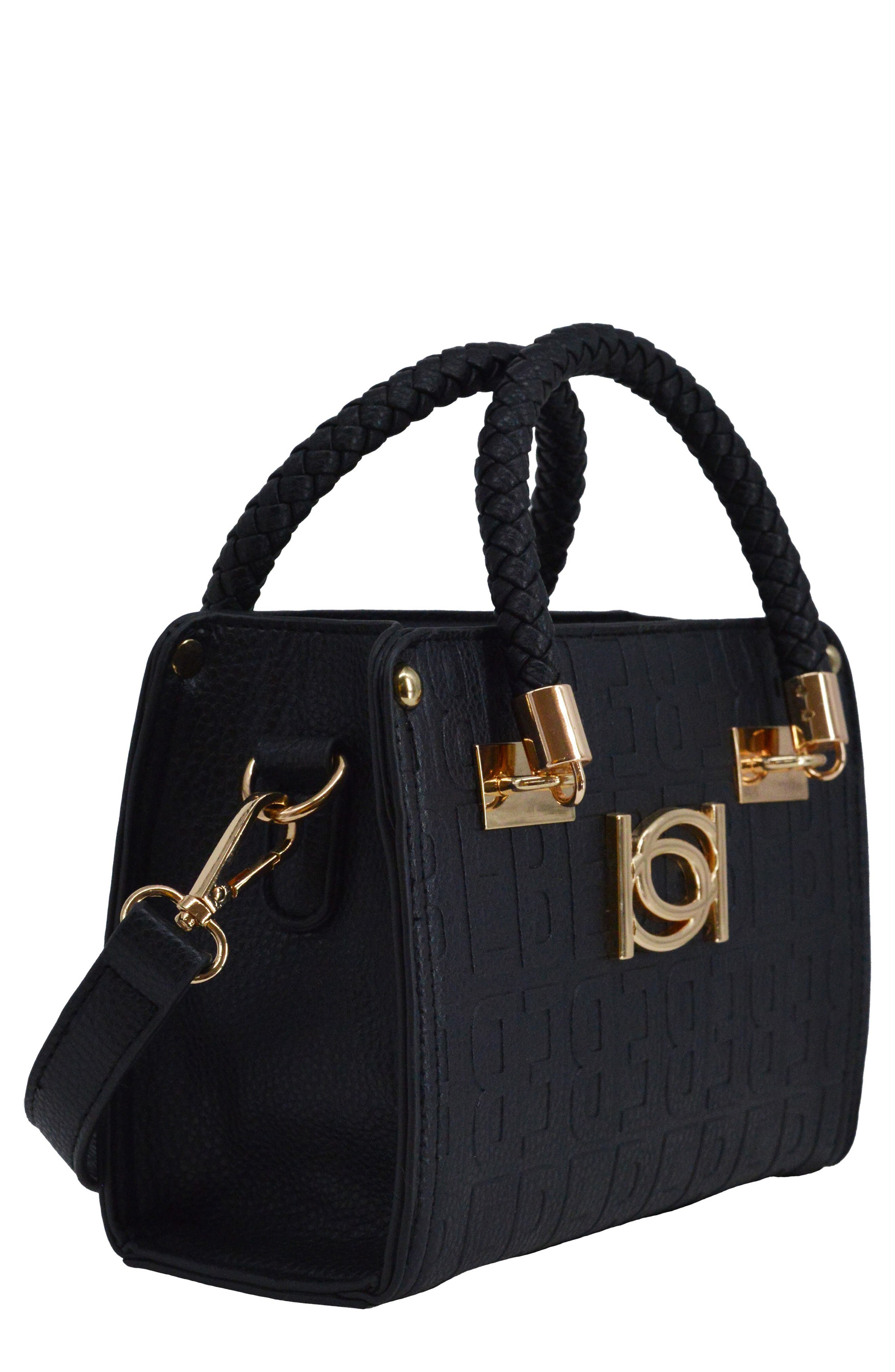 bebe Alexandria Top Handle Satchel, Main, color, Black