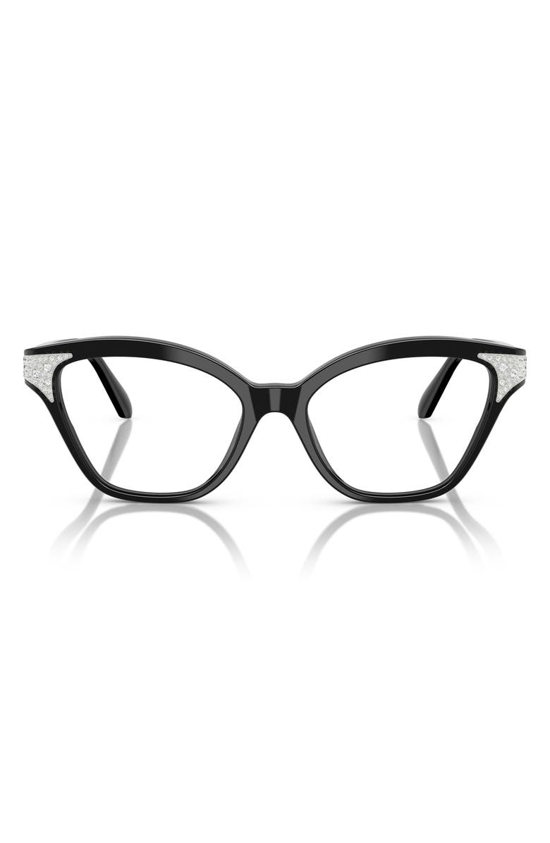 Swarovski 54mm Cat Eye Optical Glasses, Main, color, Black