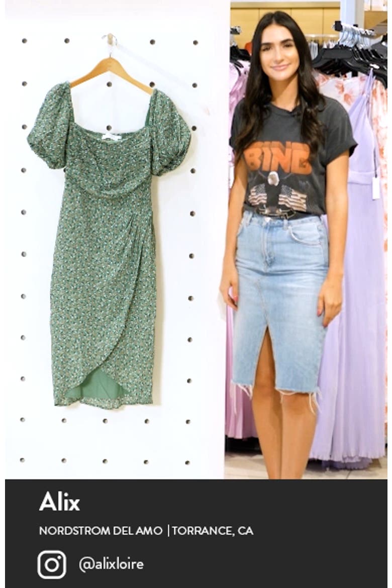 Square Neck Bubble Sleeve Dress video