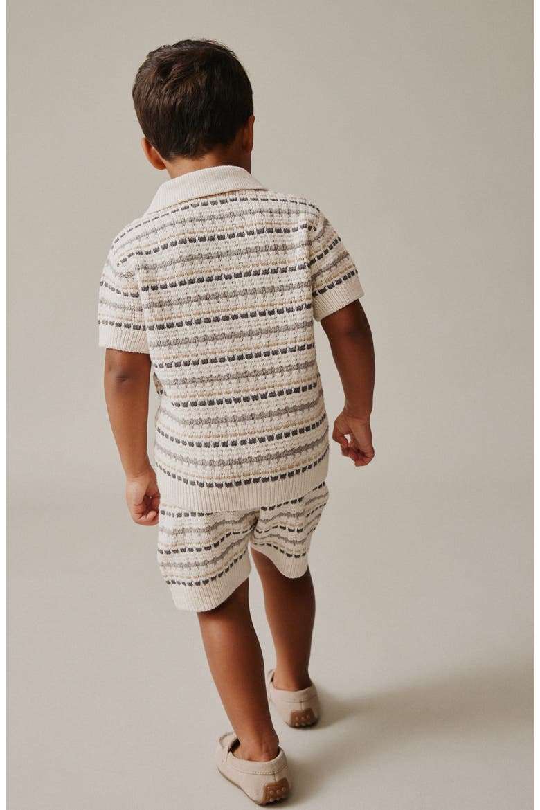Kids' Knit Shirt & Shorts Set, Alternate, color, NEUTRAL