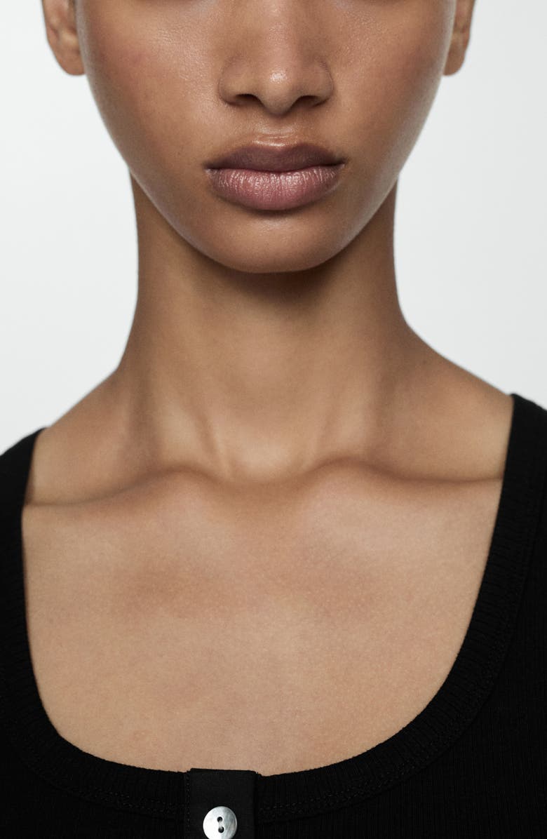 MANGO Half Placket Rib Midi Dress, Alternate, color, 