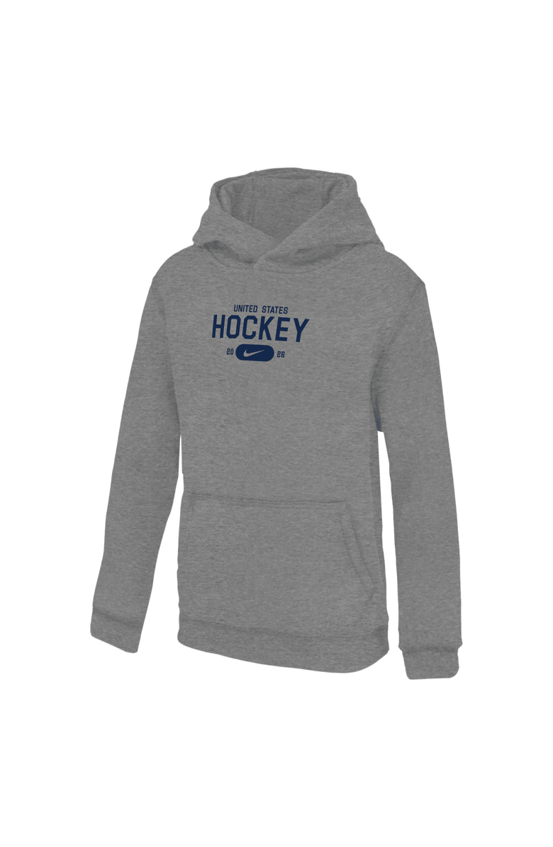 Nike Youth Nike  Gray US Hockey 2026 Winter Olympics Club Fleece Pullover Hoodie, Main, color, Gray
