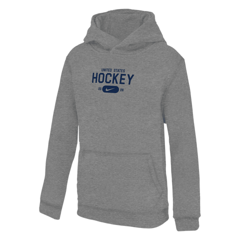 Youth Nike  Gray US Hockey 2026 Winter Olympics Club Fleece Pullover Hoodie