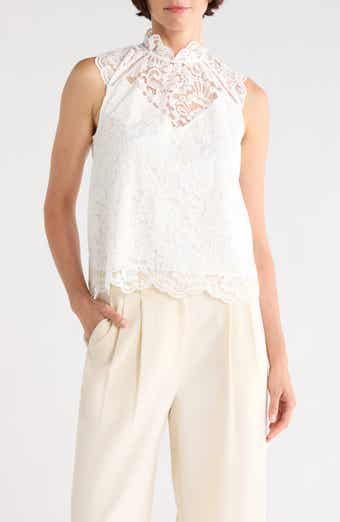 Mock Neck Sleeveless Lace Top