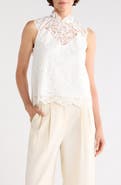 JASON WU Mock Neck Sleeveless Lace Top