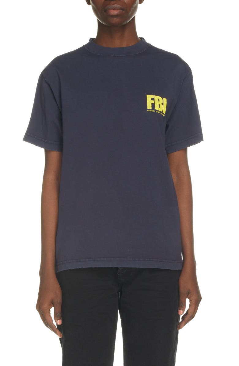 Balenciaga FBI Graphic Cotton Tee, Main, color,