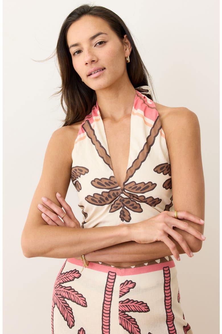 Saguaro Crop Halter Top, Alternate, color, DESERT DECO