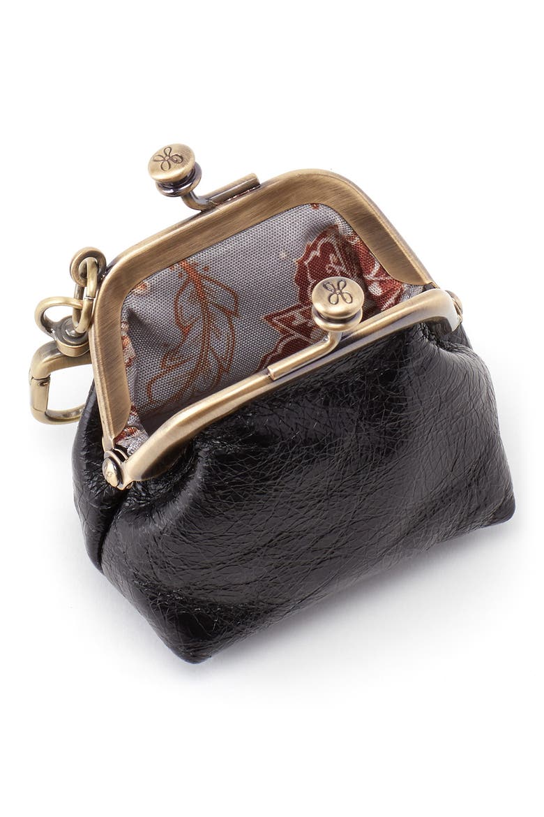 Run Clip Frame Leather Pouch, Alternate, color, BLACK