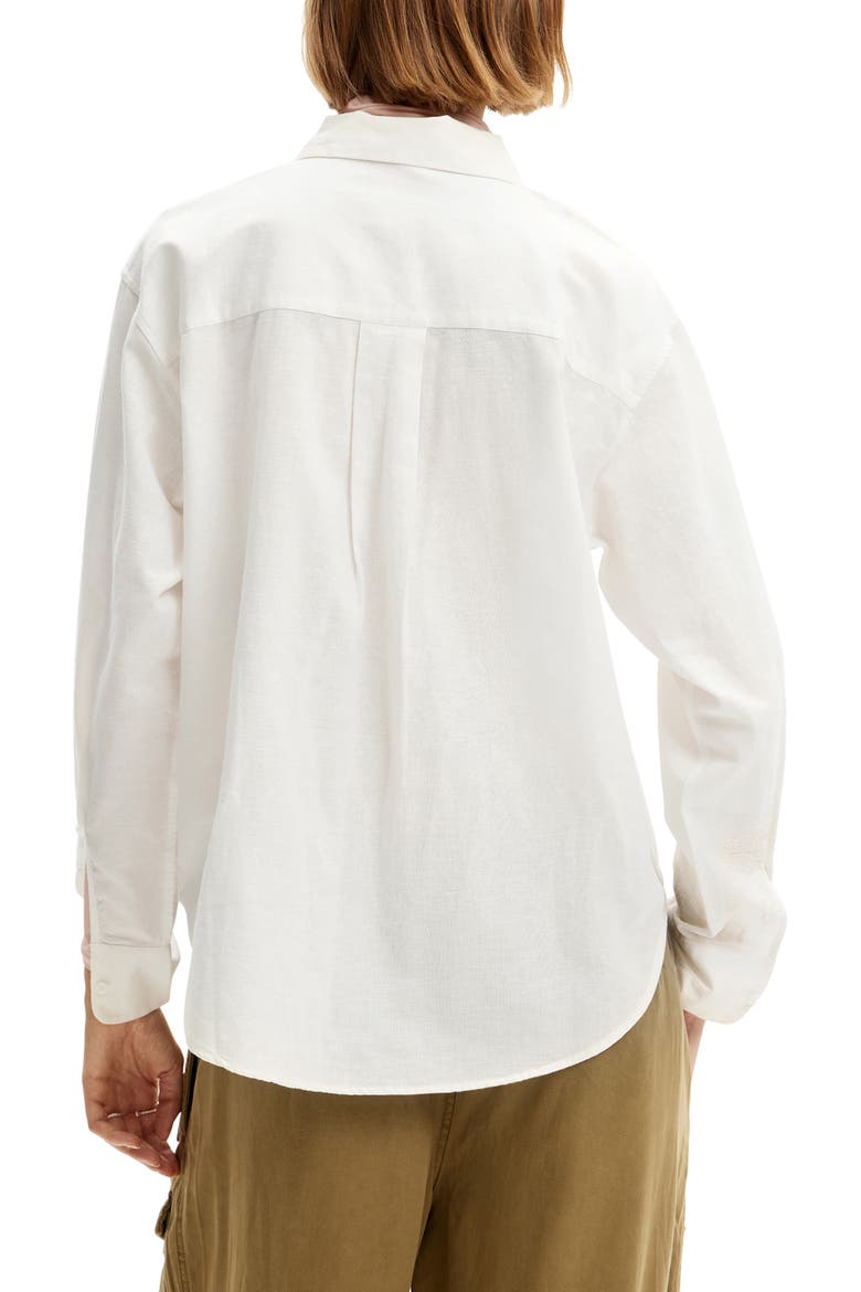 Crochet Cotton & Linen Shirt, Alternate, color, WHITE