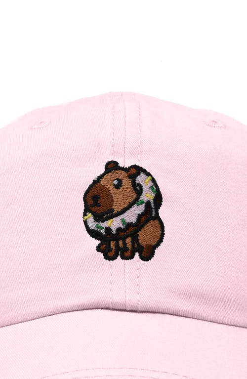Dalix Capybara Donut Embroidered Cap In Washed Pink