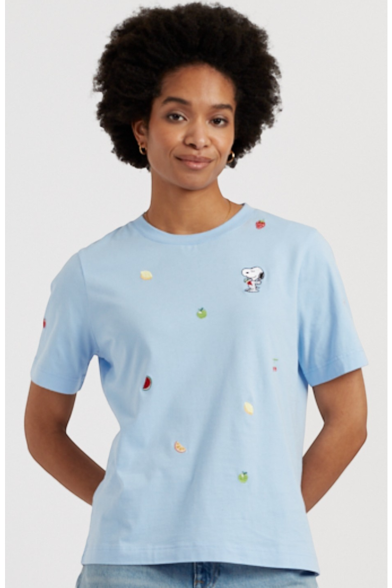 Cotton Snoopy Fruit T-Shirt, Main, color, Light Blue