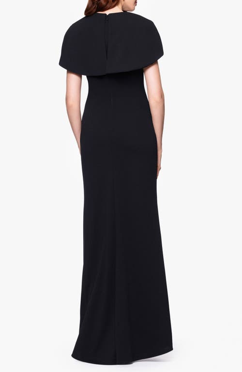 BETSY & ADAM BETSY & ADAM CAPE SHORT SLEEVE SCUBA CREPE GOWN
