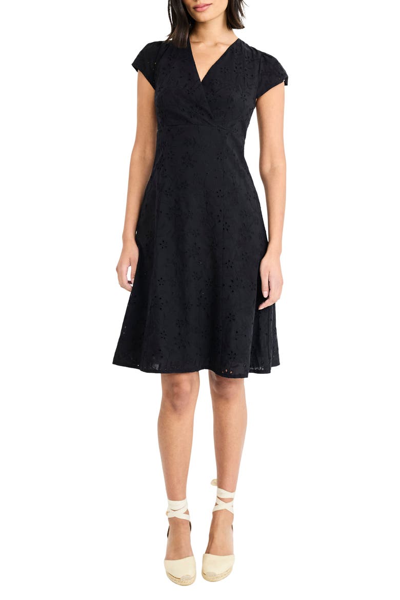 Cap Sleeve Eyelet Minidress, Main, color, BLACK