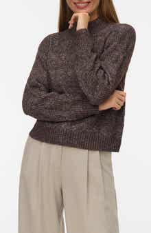 VERO MODA Virgo Cable Stripe Mock Neck Sweater