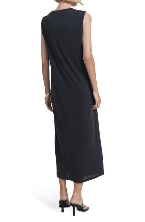 Mango Ruched Sleeveless Maxi Dress In Black