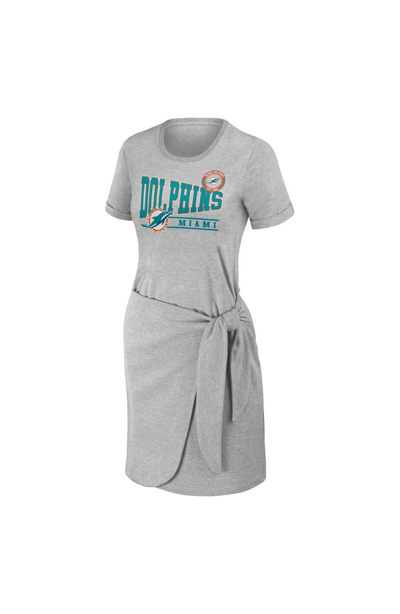 WEAR by Erin Andrews Women's WEAR by Erin Andrews Heather Gray Miami Dolphins  Knotted T-Shirt Dress, Alternate, color, 