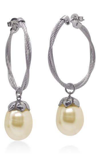Alor South Sea Pearl Hoop Earring In Yellow In Metallic