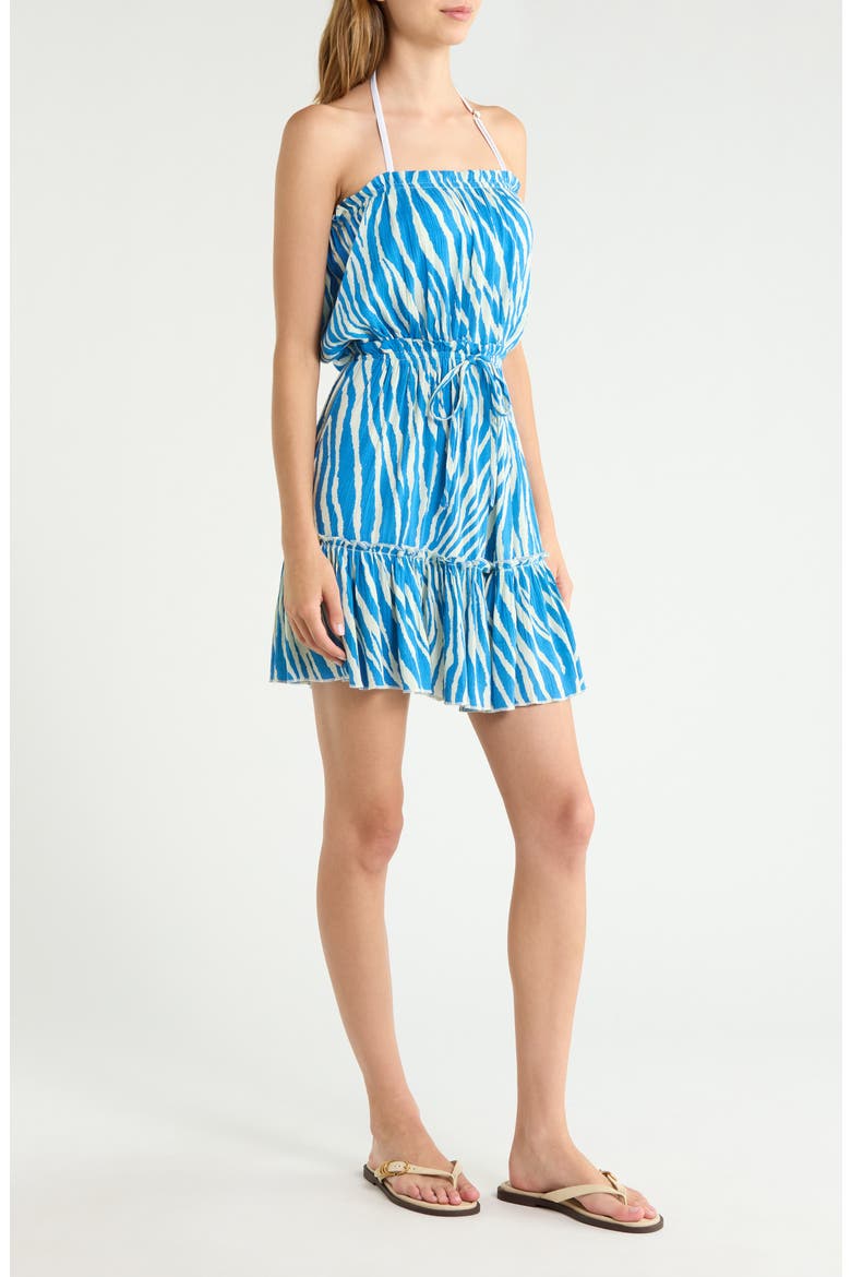Strapless Cover-Up Mini Sundress, Alternate, color, BLUE ZEBRA