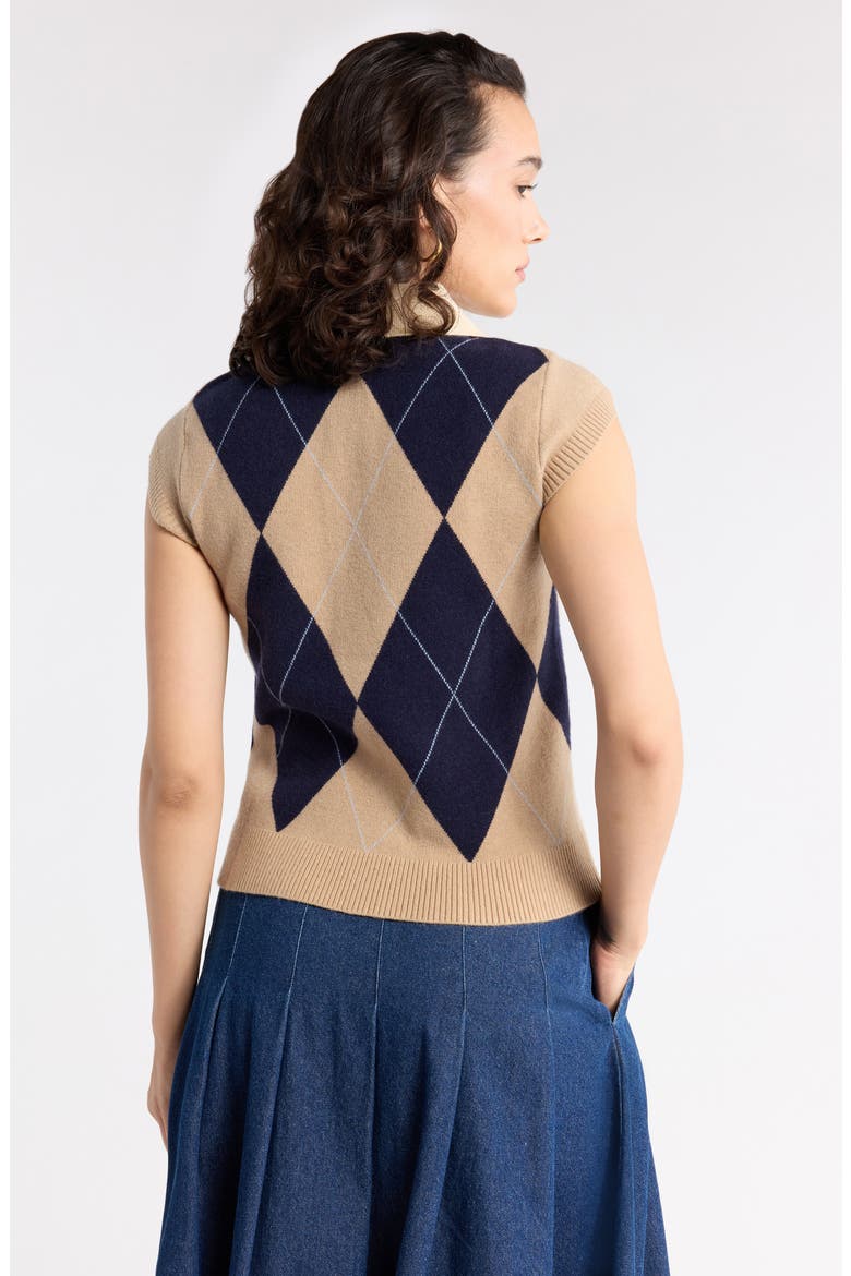 Sleeveless Polo Sweater, Alternate, color, TAN SWEATER ARGYLE
