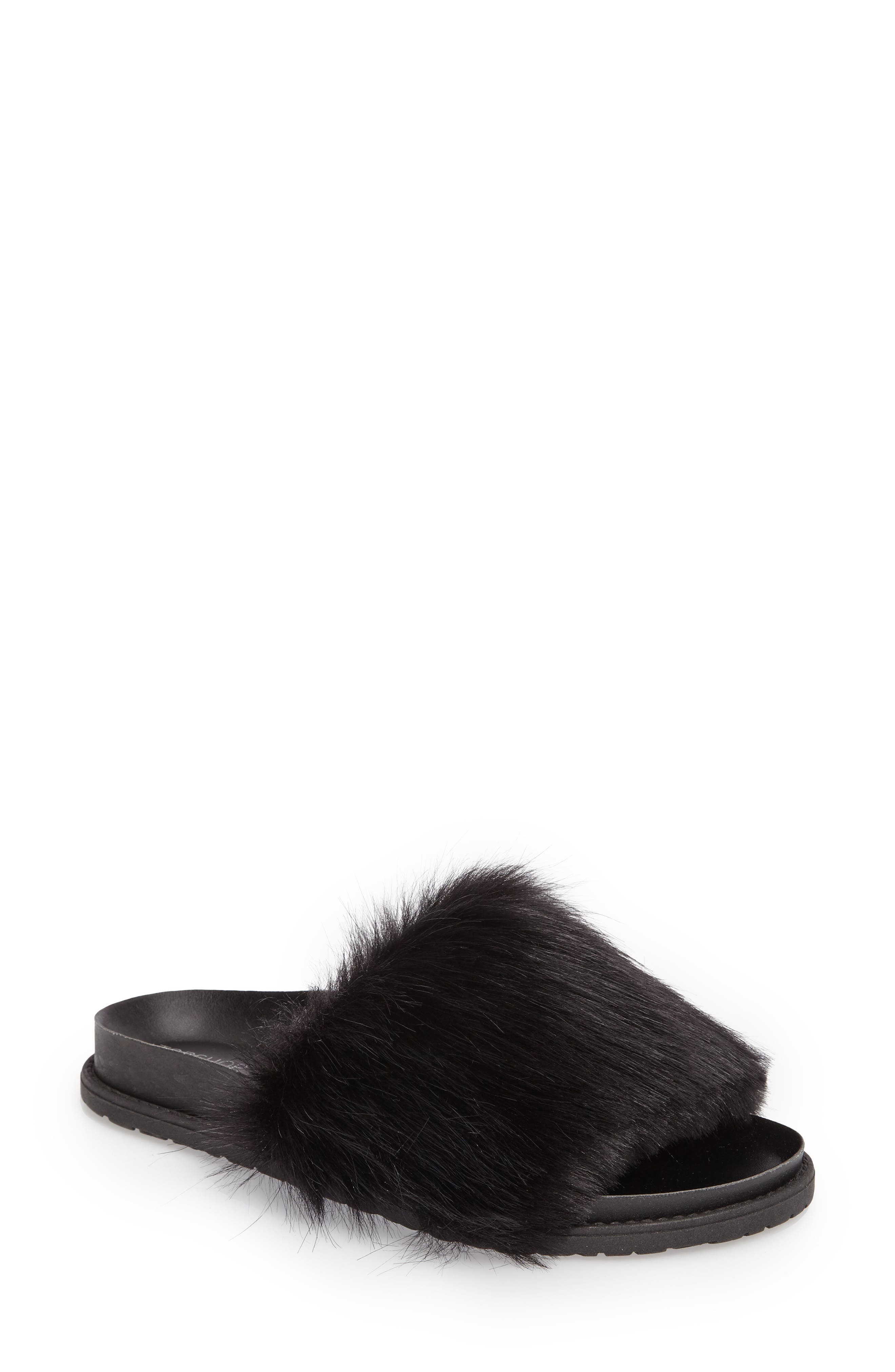 Topshop Faux Fur Slide Sandal, Main, color, 
