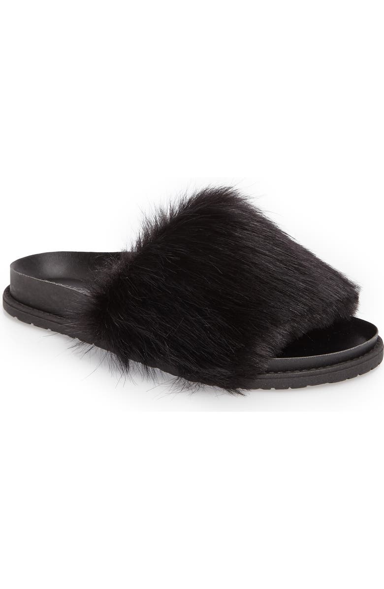 Topshop Faux Fur Slide Sandal, Main, color,