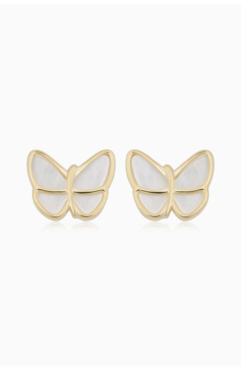 Oradina 14K Yellow Gold Flutter By Studs, Main, color, Yellow Gold