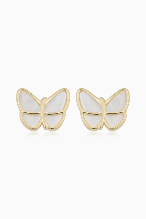 14K Yellow Gold Flutter By Studs