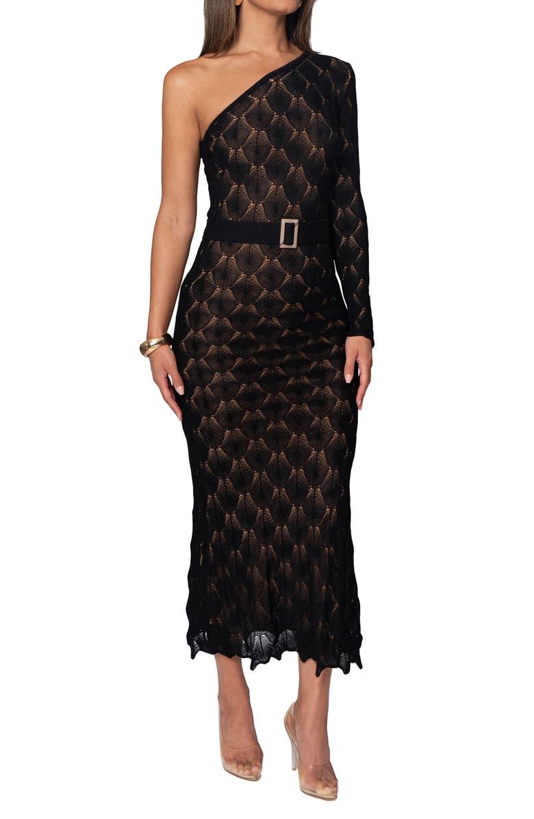 JLUXLABEL La Costa One-Shoulder Maxi Sweater Dress, Alternate, color, 