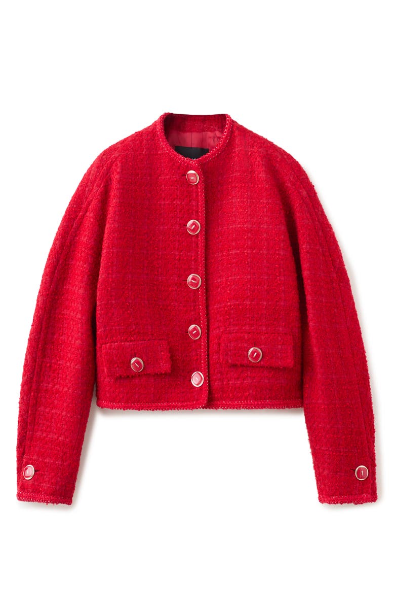 MANGO Jewel Button Tweed Jacket, Alternate, color, Red