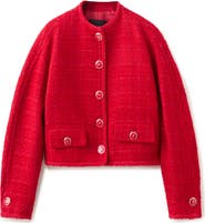 MANGO Jewel Button Tweed Jacket