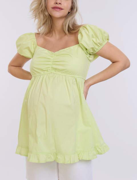 Off the Shoulder Short Sleeve Babydoll Maternity Top