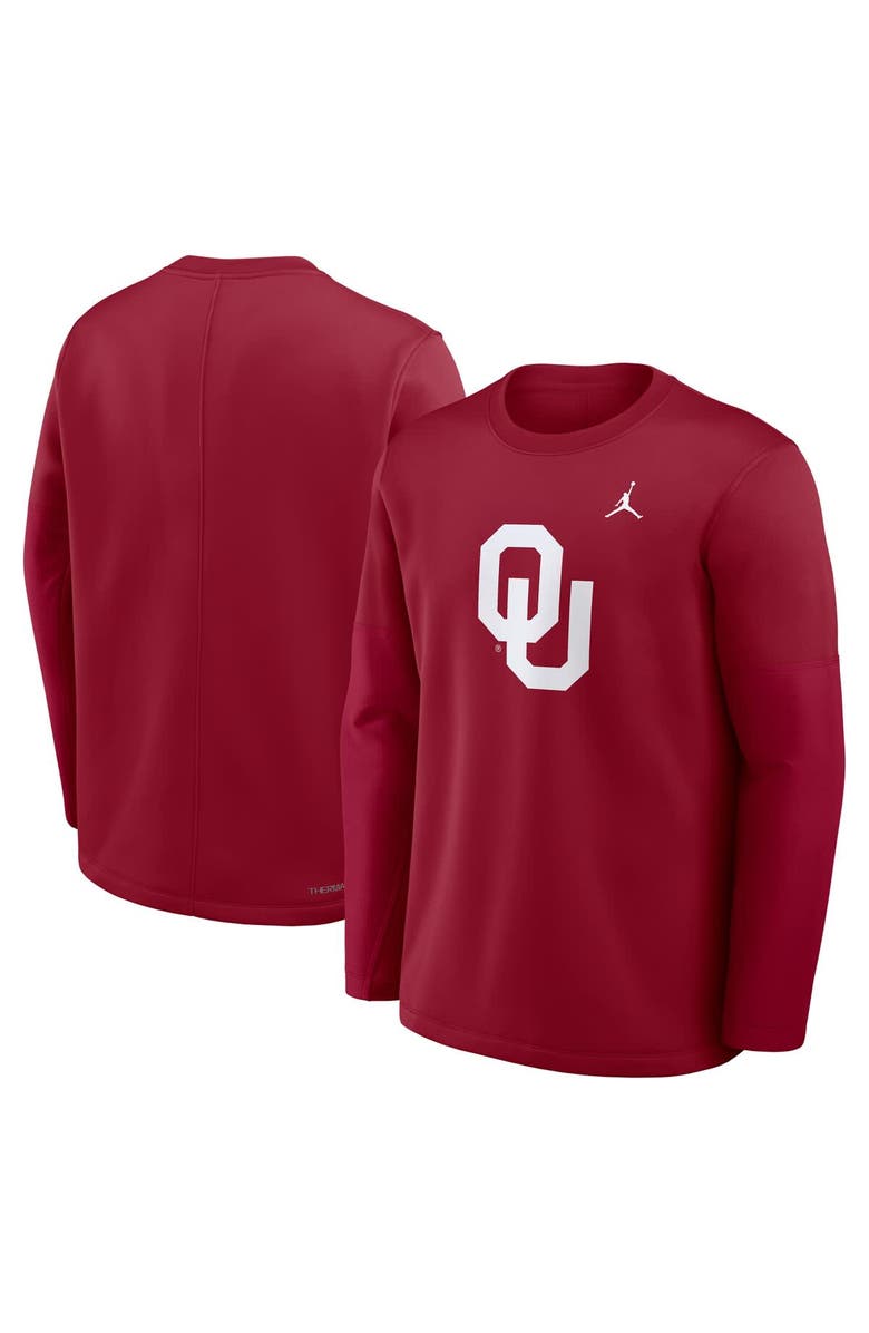 Jordan Brand Men's Jordan Brand Crimson Oklahoma Sooners 2025 Sideline Coach Therma-FIT Long Sleeve T-Shirt, Alternate, color, Crimson