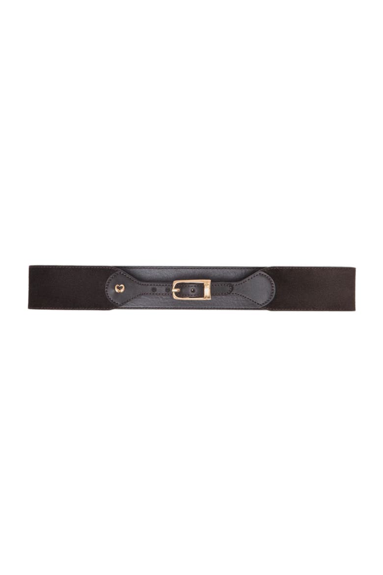 Mixed suede and leather corset belt, Main, color, Dark brown
