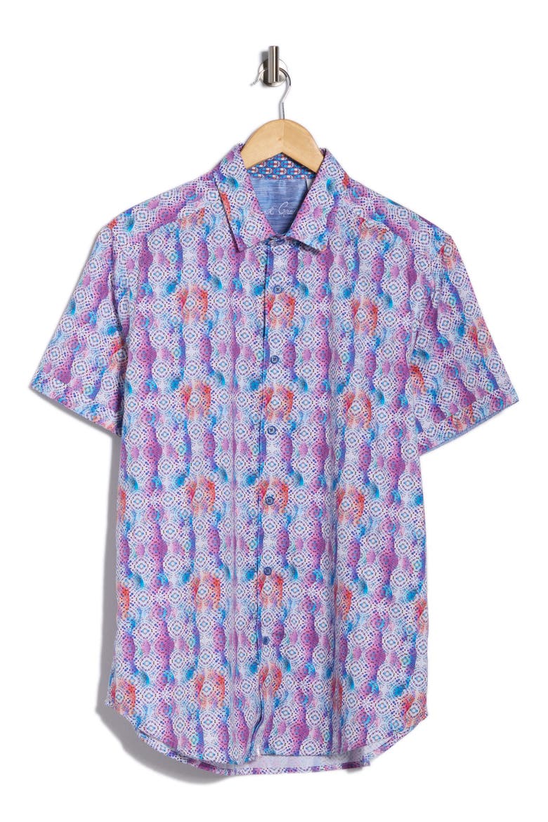 Short Sleeve Button-Up Shirt, Alternate, color, BLUE MULTI
