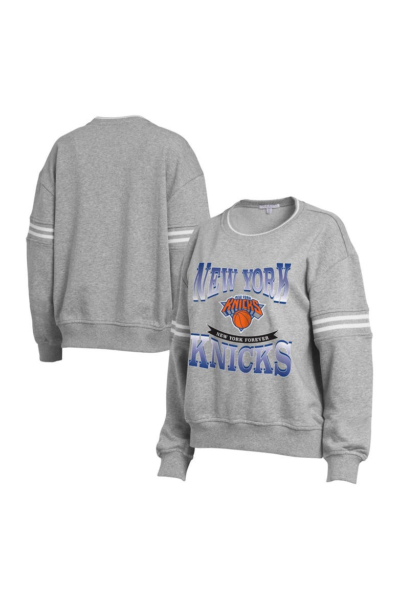 Women's WEAR by Erin Andrews  Gray New York Knicks Crest Crew Sweatshirt, Main, color, Gray