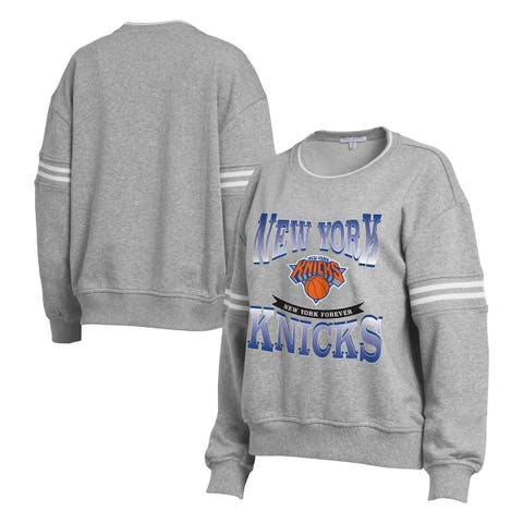 Women's WEAR by Erin Andrews Gray New York Knicks Crest Crew Sweatshirt