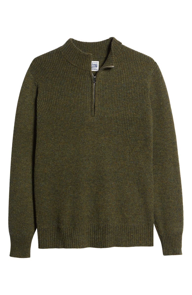 Schott NYC Half Zip Rib Wool Blend Sweater, Alternate, color, Moss
